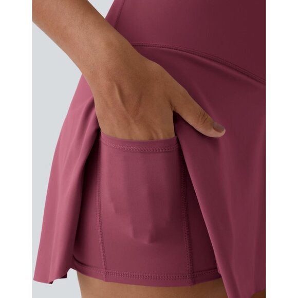 Halara Everyday Cloudful Air 2in1 Crossover Waist Skirt Sz XS Cranberry Red with - Picture 10 of 12